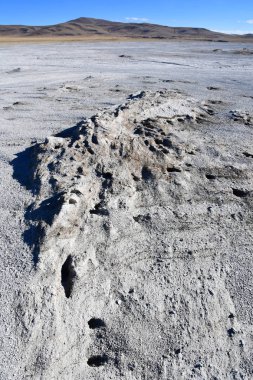 4000 metre den fazla yükseklikte Kailas Mandala Merkez noktası yakınındaki Barca platosu üzerinde yıpranmış kaya. Tibet, Çin