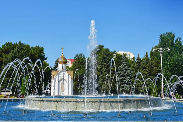 Rússia Cidade Anapa Capela Nome Profeta Oséias Fonte Musical Praça — Fotografia de Stock