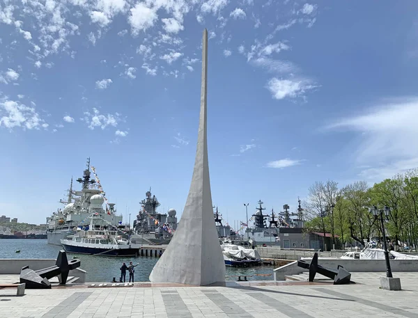 Vladivostok Rusia Mayo 2019 Monumento Los Fundadores Ciudad Terraplén Del — Foto de Stock