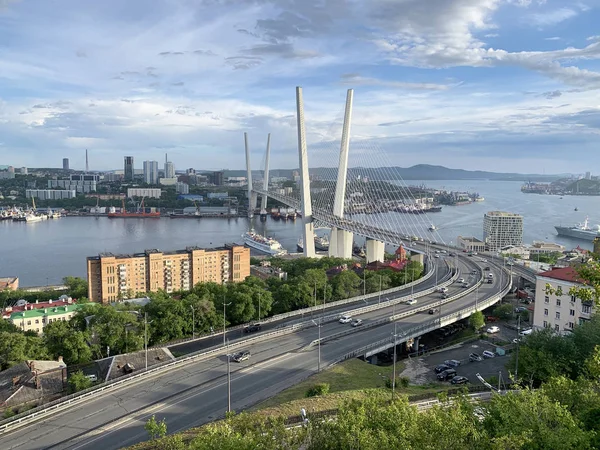 Rusland Vladivostok Avond Zomer Uitzicht Stad Van Eagle Nest Heuvel — Stockfoto