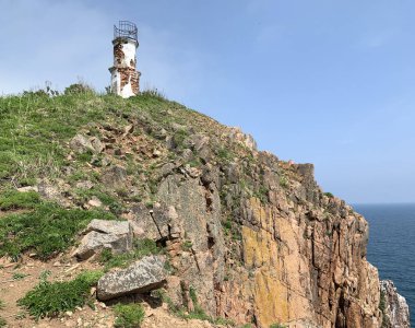 Rusya, Vladivostok, Haziran ayında Shkot adasında deniz feneri