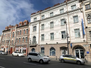 Vladivostok, Rusya, 22 Mayıs 2019. Adresteki tarihi bina: Aleutskaya caddesi, 22, 20 bina. Devrimden önce - tiyatro-kabare 