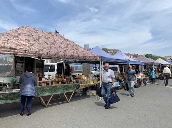 Vladivostok Rusia Mayo 2019 Feria Comida Plaza Central Vladivostok Plaza — Foto de Stock