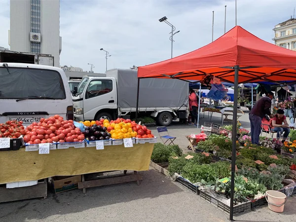 Vladivostok Rusia Mayo 2019 Feria Comida Plaza Central Vladivostok Plaza —  Fotos de Stock