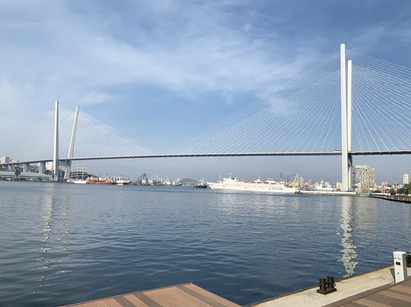 Vladivostok Golden Bridge Cable Stayed Bridge Golden Horn Bay May — Stock Photo, Image
