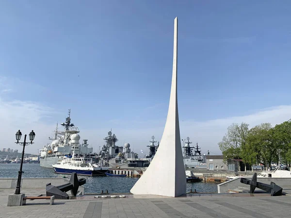 Vladivostok Rusia Mayo 2019 Monumento Los Fundadores Ciudad Terraplén Del — Foto de Stock