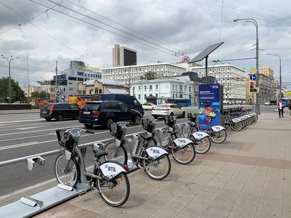 Moskou Rusland Juli 2019 Fietsverhuur Netwerk Moskou Fietsenstalling Buurt Van — Stockfoto