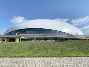 Soçi, Rusya, 10 Ağustos 2019. Kimse, Bolşoy buz Sarayı Soçi (Adler yaz aylarında Olimpic parkta buz hokeyi için)