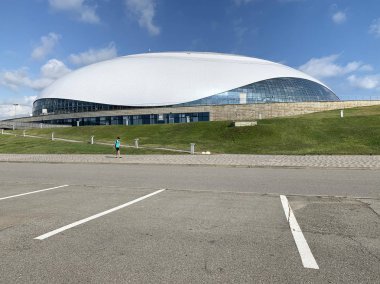 Soçi, Rusya, 10 Ağustos 2019. Kimse, Bolşoy buz Sarayı Soçi (Adler yaz aylarında Olimpic parkta buz hokeyi için)