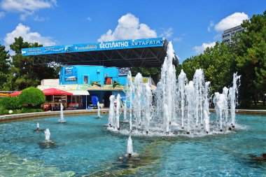 Anapa, Rusya, 23 Temmuz 2019. Anapa Gorky sokakta kafe 