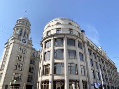 Moskova, Rusya, 29 Ağustos 2019. Evler 21-23-Moskova'da Ilyinka sokakta Kuzey sigorta şirketi (1909-1911 yıl içinde inşa)