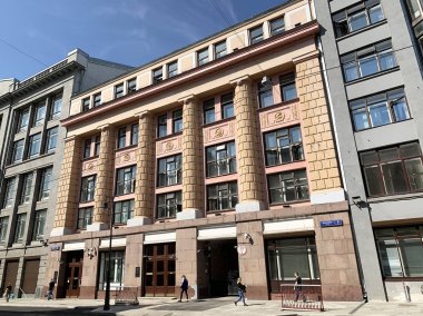 Moskova, Rusya, 29 Ağustos 2019. Eski Azak-don ticaret bankası. Bina 1911-1912 yılları arasında mimar Adolf Zeligson tarafından inşa edilmiştir. Moskova, Ilyinka caddesi, 9 bina 1