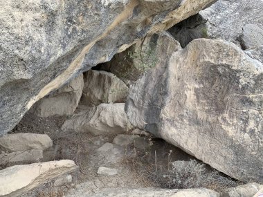 Gobustan, Azerbaycan, 11 Eylül 2019. Gobustan, Azerbaycan 'daki antik petroglifler
