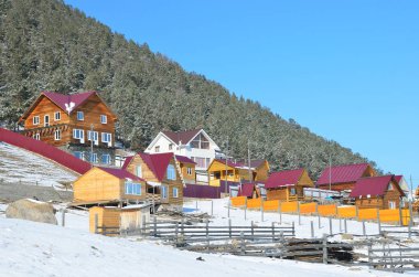 Baykal Gölü, Rusya, Mart, 08, 2017. Manor Bolshoye Goloustnoye, Irkutsk bölge 