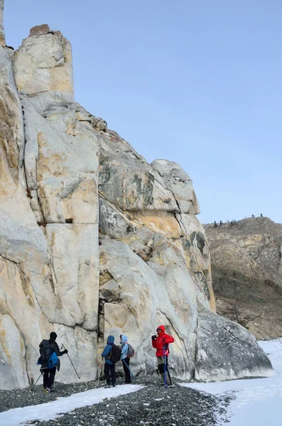 Siberia Región Irkutsk Cabo Sagan Zaba Rusia Marzo 2017 Turistas —  Fotos de Stock