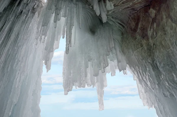 Russia Lago Baikal Mare Maloe Mantella Ghiaccio Sull Isola Olkhon — Foto Stock