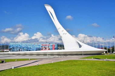 Sochi, Rusya, Ağustos, 10, 2019. Sochi Olimpiyat Parkı. Çeşme 