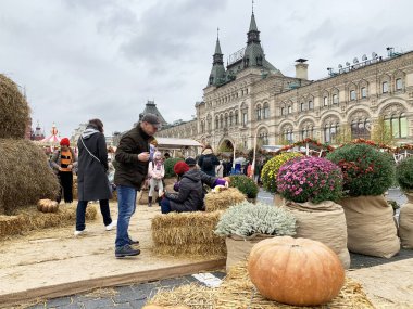 Moskova, Rusya, Ekim 12, 2019. Geleneksel Moskova gastronomi festivali 