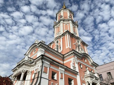 Russia, Moscow, Church of  Archangel Gabriel, Menshikov tower. Early 18th century clipart