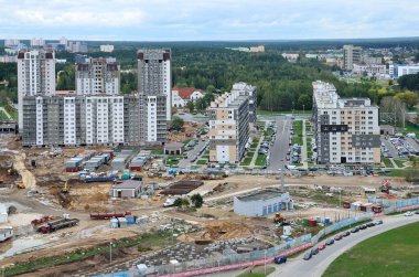 Minsk, Belarus, 29 Eylül 2015. Minsk deniz fenerinin inşaatı