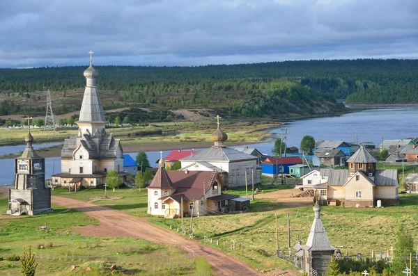 Rusland Regio Moermansk District Tersky Dorp Varzuga Oude Houten Kerken — Stockfoto