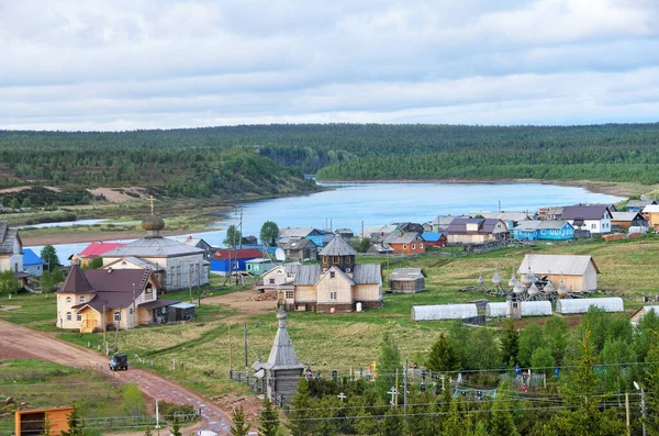 Kola Peninsula Russia Old Pomeranian Village Varzuga Cloudy Summer Day — Stock Photo, Image