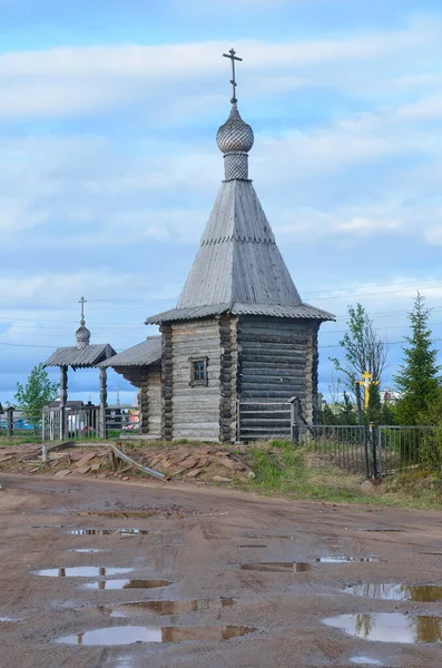 Старая Деревянная Часовня Деревне Варзуга Кольский Полуостров — стоковое фото