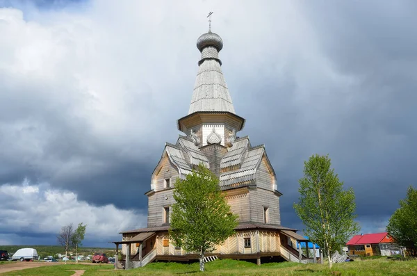 Rusia Región Murmansk Distrito Tersky Pueblo Varzuga Iglesia Dormición Construida — Foto de Stock