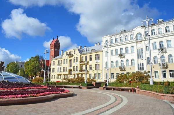 Minsk Bielorrusia Septiembre 2015 Casas Históricas Calle Sovetskaya Minsk República — Foto de Stock