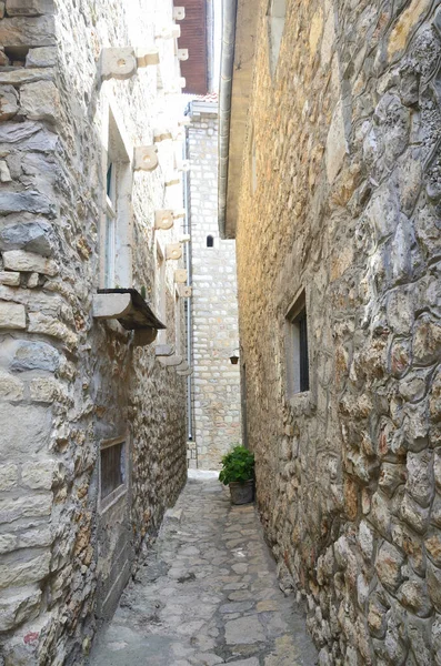 Calle Estrecha Histórica Ciudad Alta Montenegro Ciudad Ulcinj — Foto de Stock