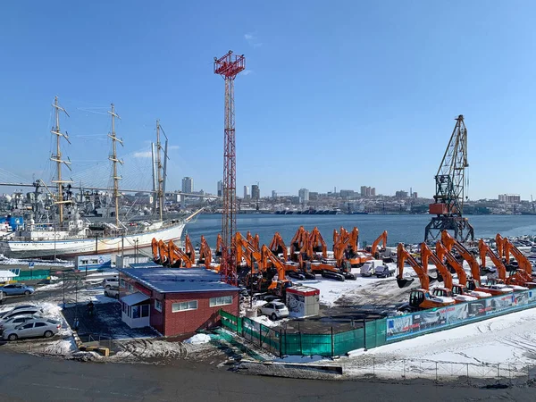 Vladivostok Rusia Marzo 2020 Puerto Marítimo Primavera Rusia Ciudad Vladivostok — Foto de Stock