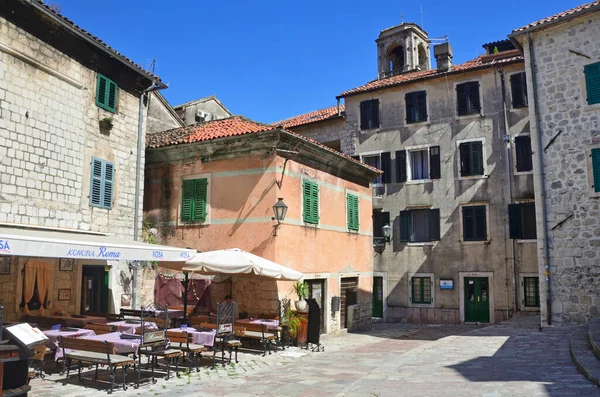 Kotor Stad Montenegro Juni 2015 Konoba Roma Café Den Historiska — Stockfoto