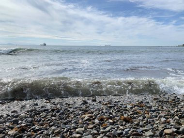 Vladivostok, yaz sabahı Sobol Körfezi 'nde Japon Denizi.