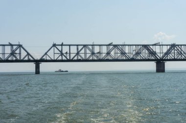 Imperial köprü Volga Nehri, Ulyanovsk, Rusya Federasyonu.