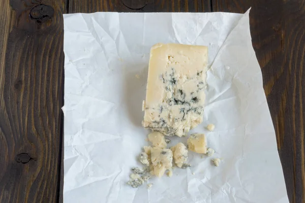 blue cheese on a white wrapper