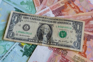 bir dolar, euro ve ruble arka plan