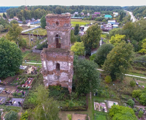 Vecchia Chiesa Rovina Cimitero Vista Dall Alto — Foto Stock