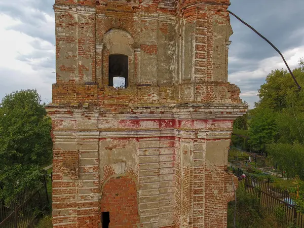 Vecchia Chiesa Rovina Cimitero Vista Dall Alto — Foto Stock