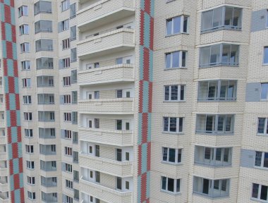 Yüksek binalar, windows, balkon, arka plan evi