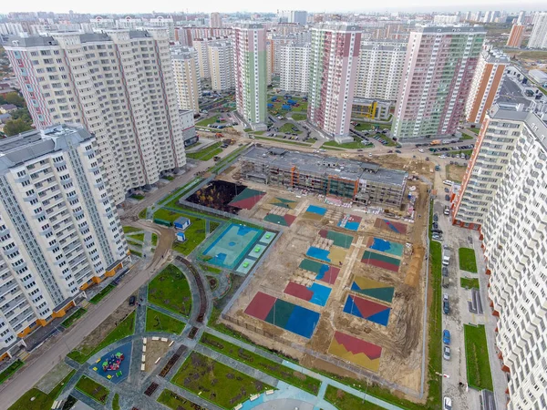 Mosca Città Distretto Nekrasovka Costruzione Asilo Nido Vista Dall Alto — Foto Stock