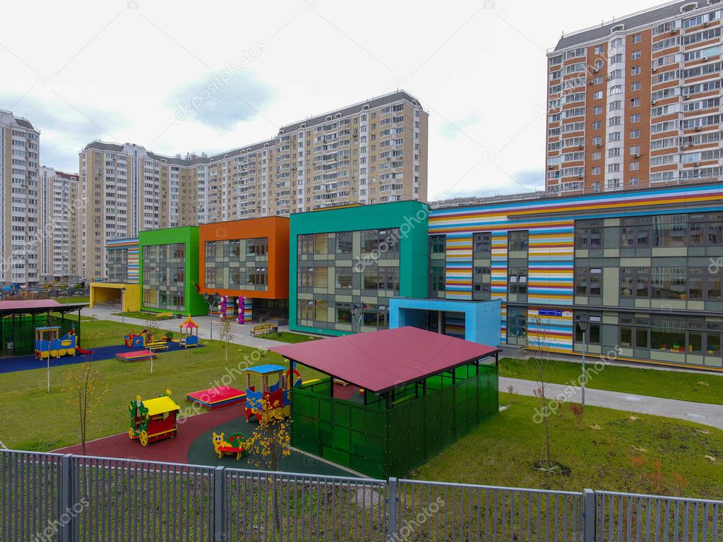 Moscow city, Nekrasovka district, Kindergarten, top view, 10/10/2018