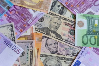 Euro, dolar, arka plan nakit