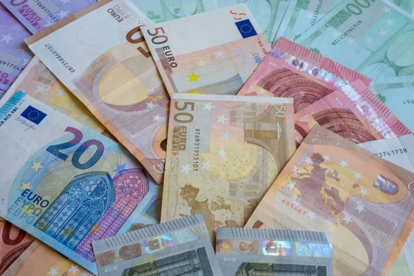 Papel Moneda Los Países Europeos Euro Antecedentes —  Fotos de Stock