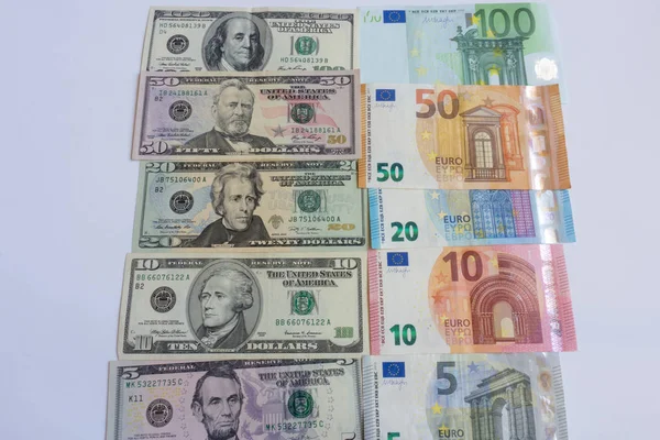Kontanter Euro Och Dollar Bakgrund — Stockfoto