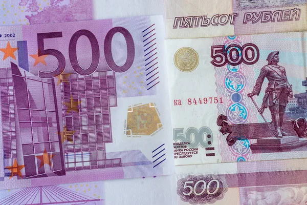 Dinero Euros 500 500 Rublos Fondo — Foto de Stock