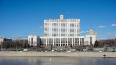 Moscow City, Rusya Federasyonu, Moskova Nehri hükümet ev inşa. 04/15/2018