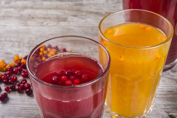 Lemonade with honey from berries (forest berries, sea-buckthorn, cranberries), mint and lime