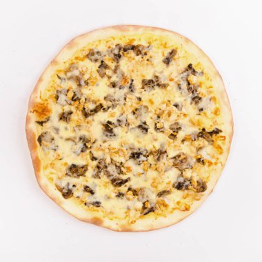 Kızarmış yağlı mantar ve beyaz peynirli pizza