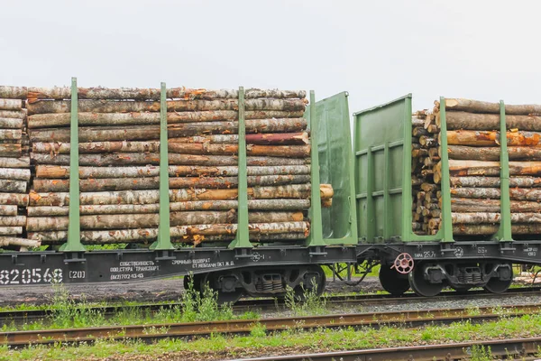 Wagons laden with wood. Freight wagons laden with wood. Transpor