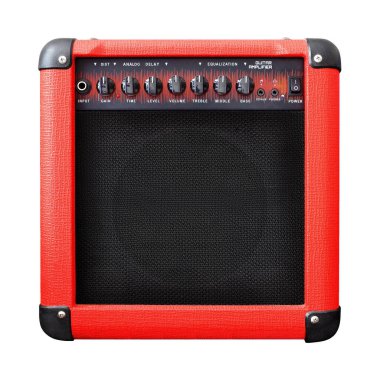 Gitar yükselticisi beyaz arkaplanda izole edildi